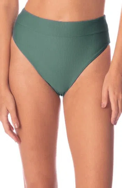 Maaji Eucalyptus Green Suzy Q Reversible High Waist Bikini Bottoms In Gray