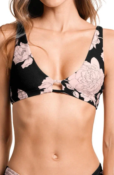 Maaji Evening Bloom Pearl Reversible Bikini Top In Black