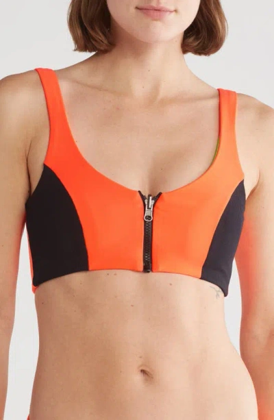 Maaji Fire Ninna Zip-up Reversible Bikini Top In Orange