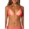 Maaji Flame Coral Everly Embroidered Rib Bikini Top In Red