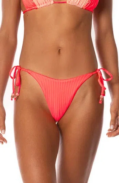 Maaji Flame Coral Harley Reversible Side Tie Bikini Bottoms In Bright Red