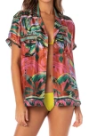 MAAJI FLAME PALMS MOON PHASE COVER-UP BUTTON-UP SHIRT