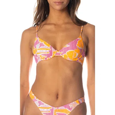Maaji Flamingo Glow Dainty Reversible Underwire Bikini Top In Multi
