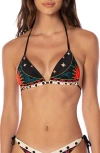 Maaji Flamingo Night Balmy Reversible Bikini Top In Black