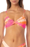 Maaji Flamingo Swirl Twisted Reversible Bikini Top In Pink