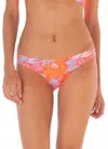Maaji Flirt Low Rise Thin Side Bikini Bottom In Flower Scape In Pink