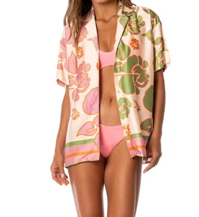 Maaji Floating Blooms Noise Cover-up Shirt In Pink