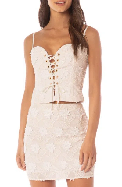 Maaji Frosted Lace Appliqué Crop Cotton Blend Cover-up Top In White