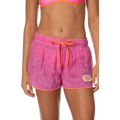 Maaji Fuchsia Flower Ryto Cover-up Shorts In Pink