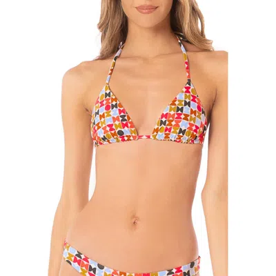 Maaji Geogame Balmy Reversible Triangle Bikini Top In White Multicolor