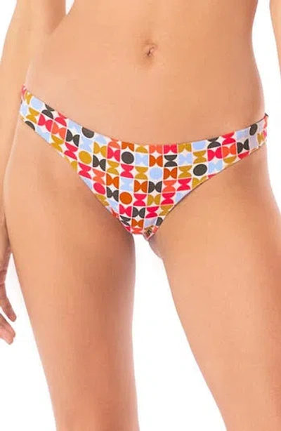 Maaji Geogame Sublimity Reversible Bikini Bottoms In White Multicolor