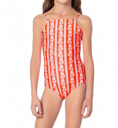 Maaji Vintage Bloom Eagle Girls One Piece (toddler/little Kid/big Kid) Girl's Swimsuits One Piece Bright R In Red