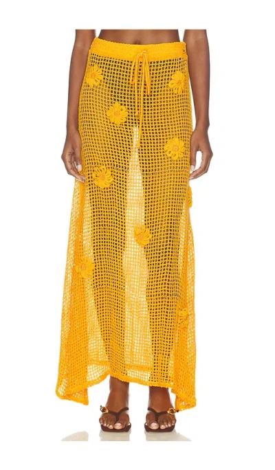 Maaji Golden Blossom Glacier Maxi Skirt In Yellow