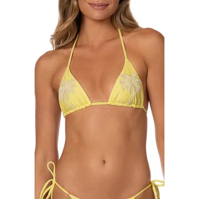 Maaji Golden Ray Balmy Embroidered Triangle Bikini Top In Yellow