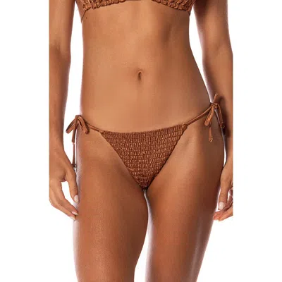 Maaji Golden San Sunflash Reversible Bikini Bottoms In Brown