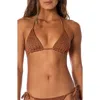 Maaji Golden Sand Balmy Smocked Triangle Bikini Top In Brown