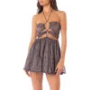 Maaji Golden Stripes Odaline Metallic Cutout Cover-up Minidress In Open Blue