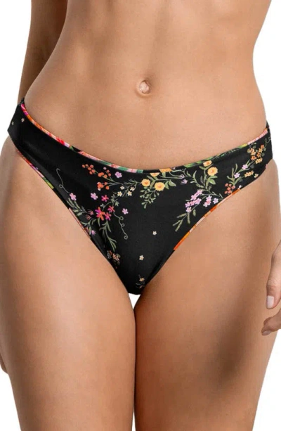 Maaji Grandma's Garden Sublimity Reversible Bikini Bottoms In Black