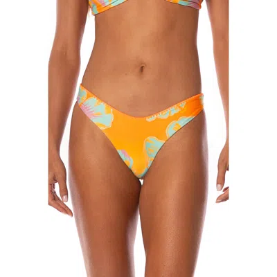Maaji Hawaiian Floral Splendour Reversible Bikini Bottoms In Orange