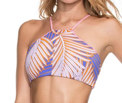 Maaji Honeycomb High Neck Bikini Top In Ballerina In Pink