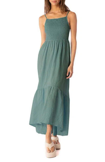 Maaji Isadora Smocked Maxi Dress In Green