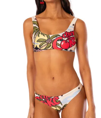 Maaji Isla Vibes Flirt Low Rise Thin Side Bikini Bottom In Red In Multi