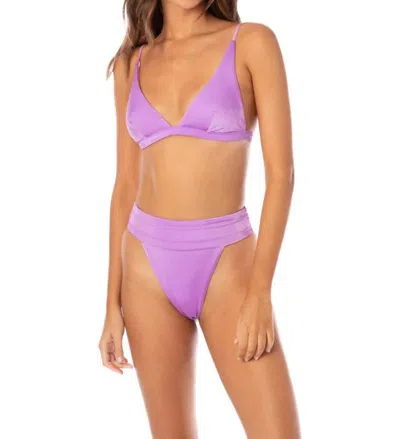Maaji Ivy Fixed Triangle Bikini Top In Metallic Lilac In Purple