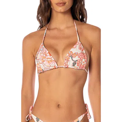 Maaji Japanese Summer Balmy Reversible Bikini Top In Orange