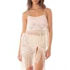 Maaji Jessa Fringe Open Knit Cover-up Top In Open White