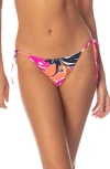 Maaji Jungle Reef Sunning Reversible Side Tie Bikini Bottoms In Pink