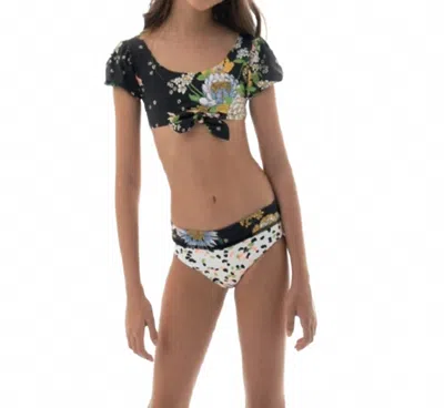 Maaji Kids' Nights Bikini Set In Black Bouquet In Gold