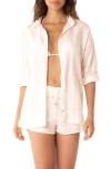 Maaji Larissa Long Sleeve Linen Cover-up Tunic In Neutral