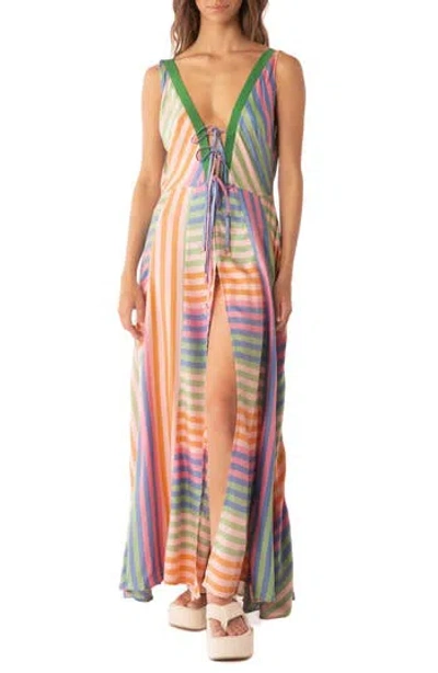 Maaji Lewis Mixed Stripe Cover-up Maxi Dress In Multi