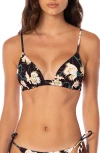 Maaji Lydia Floral Dream Reversible Bikini Top In Black