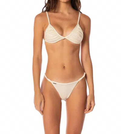 Maaji Micro Crunch Low Rise Single Strap Bikini Bottom In Crystal Pearl In Neutral