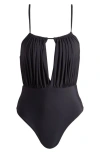 Maaji Aubrey Reversible One Piece Swimsuit In Midnight Ash In Black