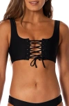 Maaji Midnight Black Dazzle Reversible Bikini Top In Black