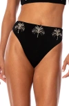 Maaji Midnight Palm Sully Reversible Bikini Bottoms In Black
