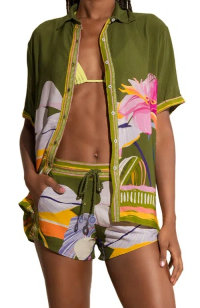 Maaji Milan Leafy Cover-up Shirt In Green