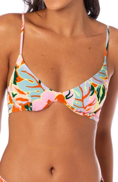 Maaji Neon Leafy Irene Reversible Underwire Bikini Top In Green