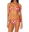 Maaji Oahu Low Rise Tie Side Bikini Bottom In Cherry Checker In Multi