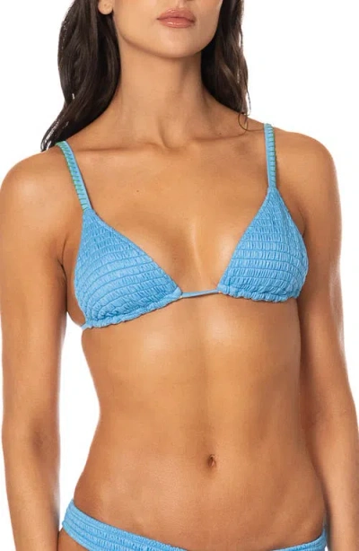 Maaji Ocean Drift Row Smocked Reversible Bikini Top In Blue