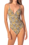 Maaji Ornate Flowering Parady Reversible V Wire One-piece Swimsuit In Green