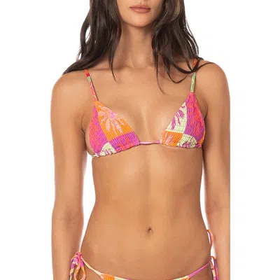 Maaji Patch Play Zen Smocked Bikini Top In Purple