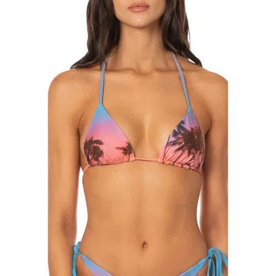 Maaji Peach Drift Reversible Bikini Top In Blue