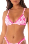 Maaji Rewind Fixed Triangle Bikini Top In Pink Blossom In Pink