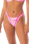 Maaji Pink Blossom Trinity High Cut Reversible Bikini Bottoms