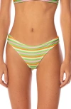 Maaji Rainbow Stripe Iconic Reversible Bikini Bottoms In Green