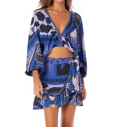 Maaji Ramona Beach Top In Eclectic Ocean In Blue
