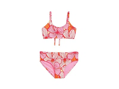 Maaji Retro Bloom Pear Girls Swimwear (little Kids/big Kids) Girl's Swimwear Sets Open Pink : 12 Big Kids, In Red